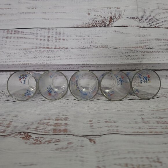 KRAFT Swanky Swig Drinking Glasses 1950s - 4 3/8" Tall - Flower - Colorful - Picture 5 of 6